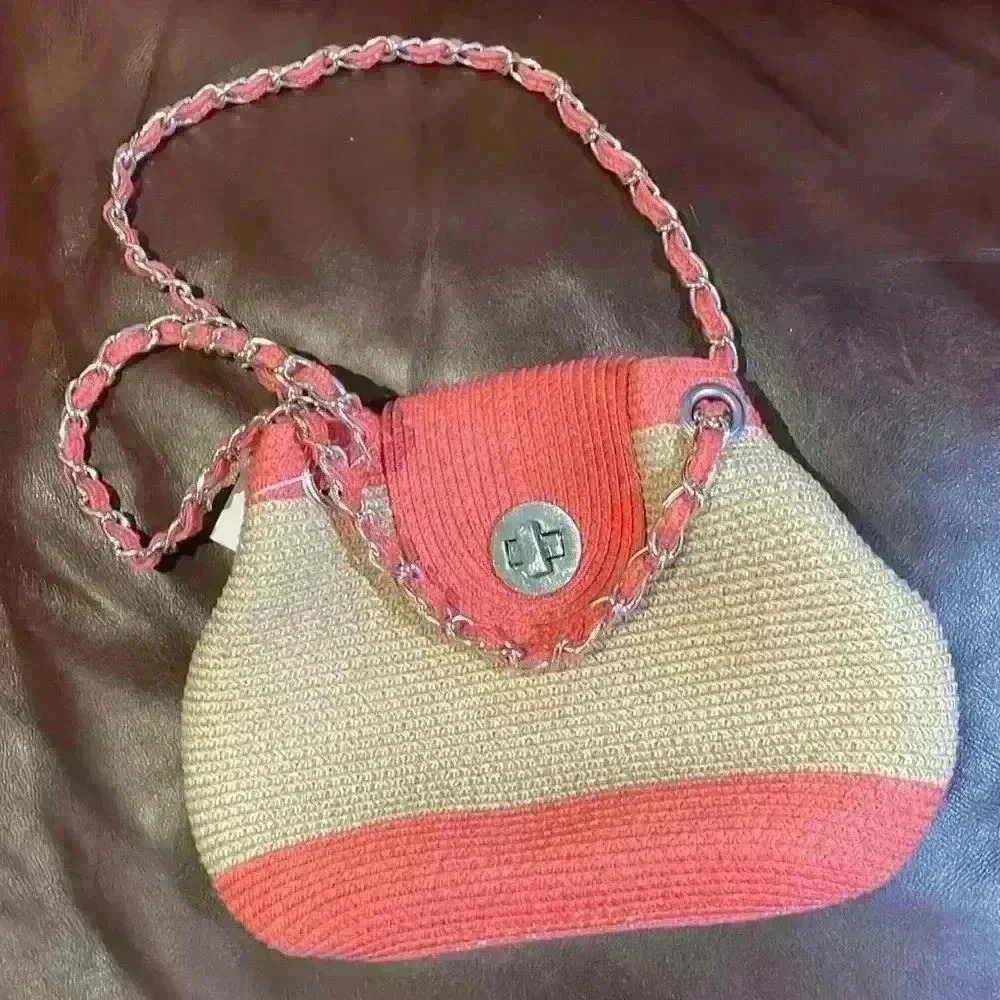 Peach  and sand colour purse